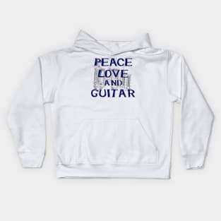 peace love and guitar w stamp blue Kids Hoodie